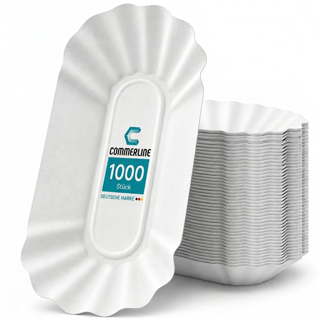 1000 Stück Pappteller Pappschalen Pommes Schalen KU1 | Pappteller Teller aus Papier | Currywurst Ein