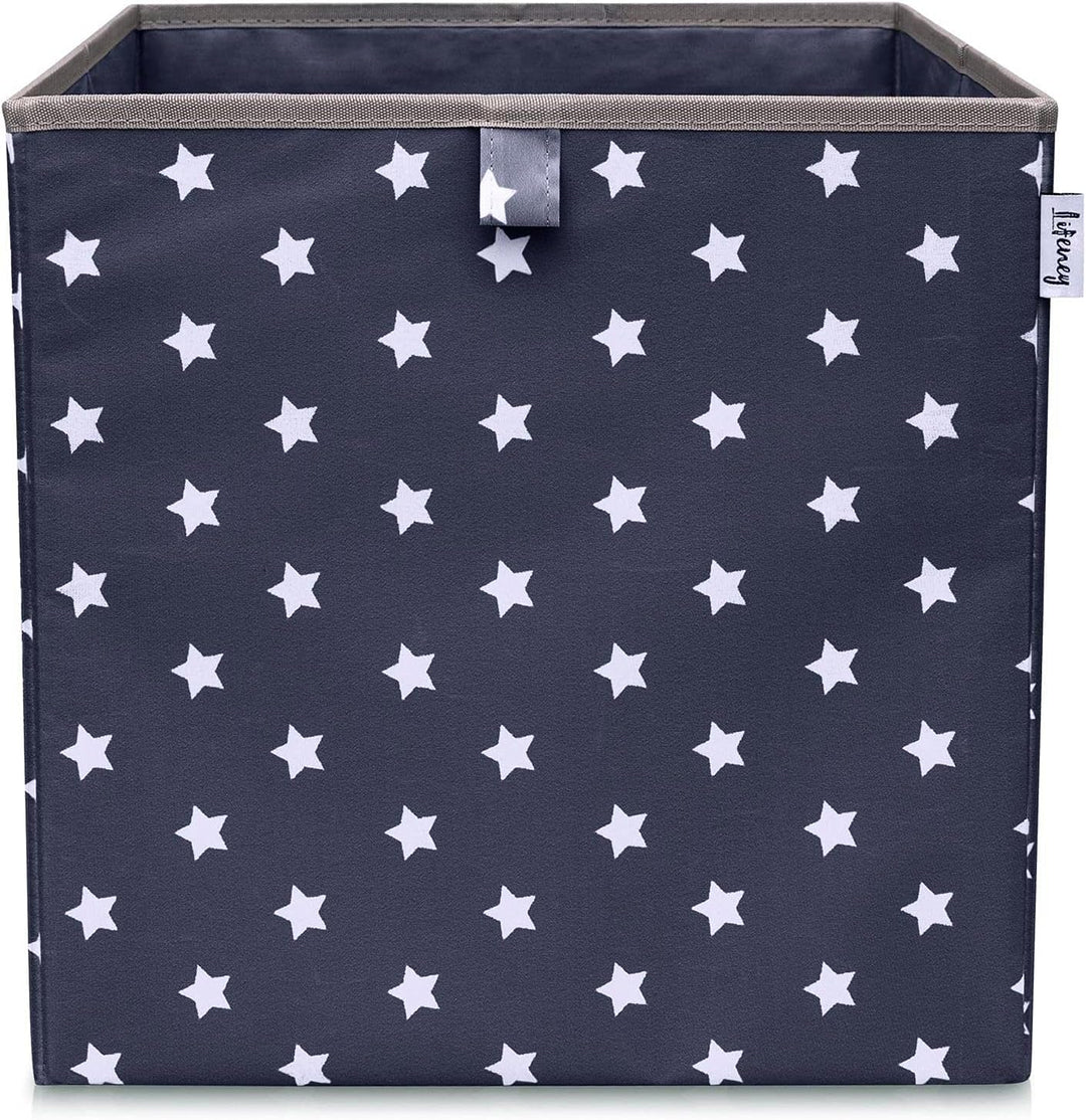 Aufbewahrungsbox 3er Set Sternenmotiv in Türkis, Anthrazit & Blau I Spielzeugbox mit Sternen passend