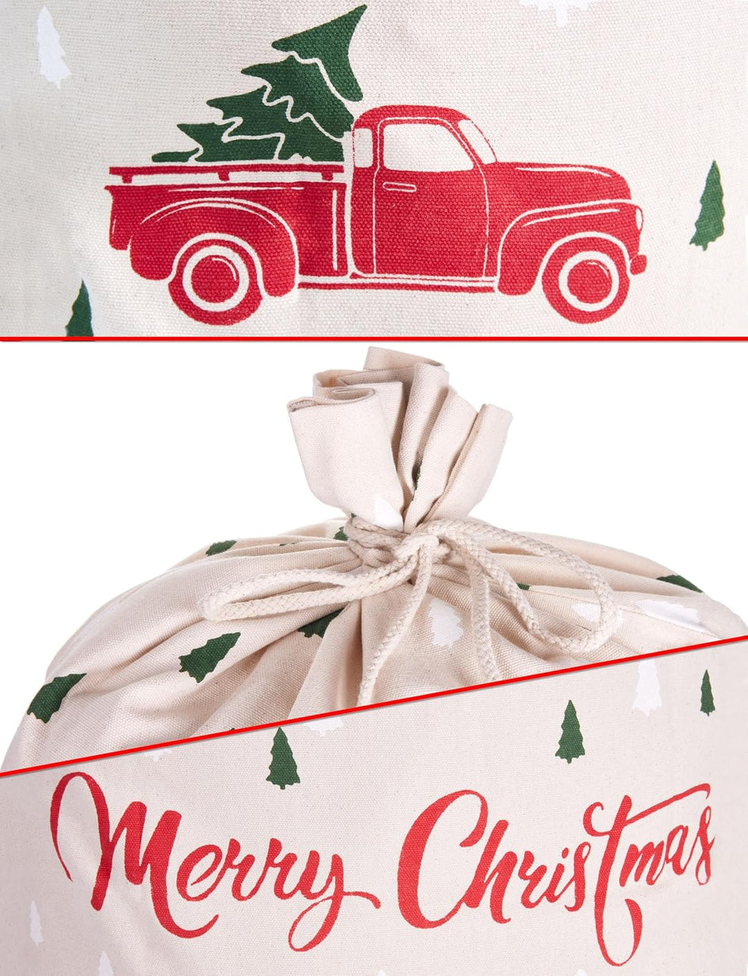 BRUBAKER 3er Set Weihnachtssack - 80 cm Geschenksack mit weihnachtlichen Motiven - Nikolausbeutel zu
