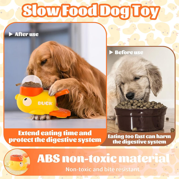 Ente Futterspender, Hund Slow Feeder Spielzeug, Automatischer Futterspender für Gelbe Enten, Langsam
