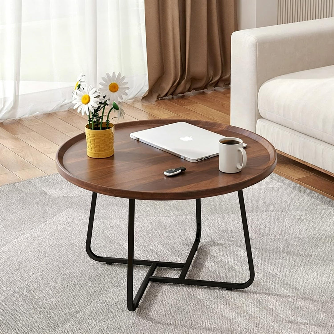 Klein Couchtisch Rund 50 cm, Couch Wohnzimmertisch Nussbaum
