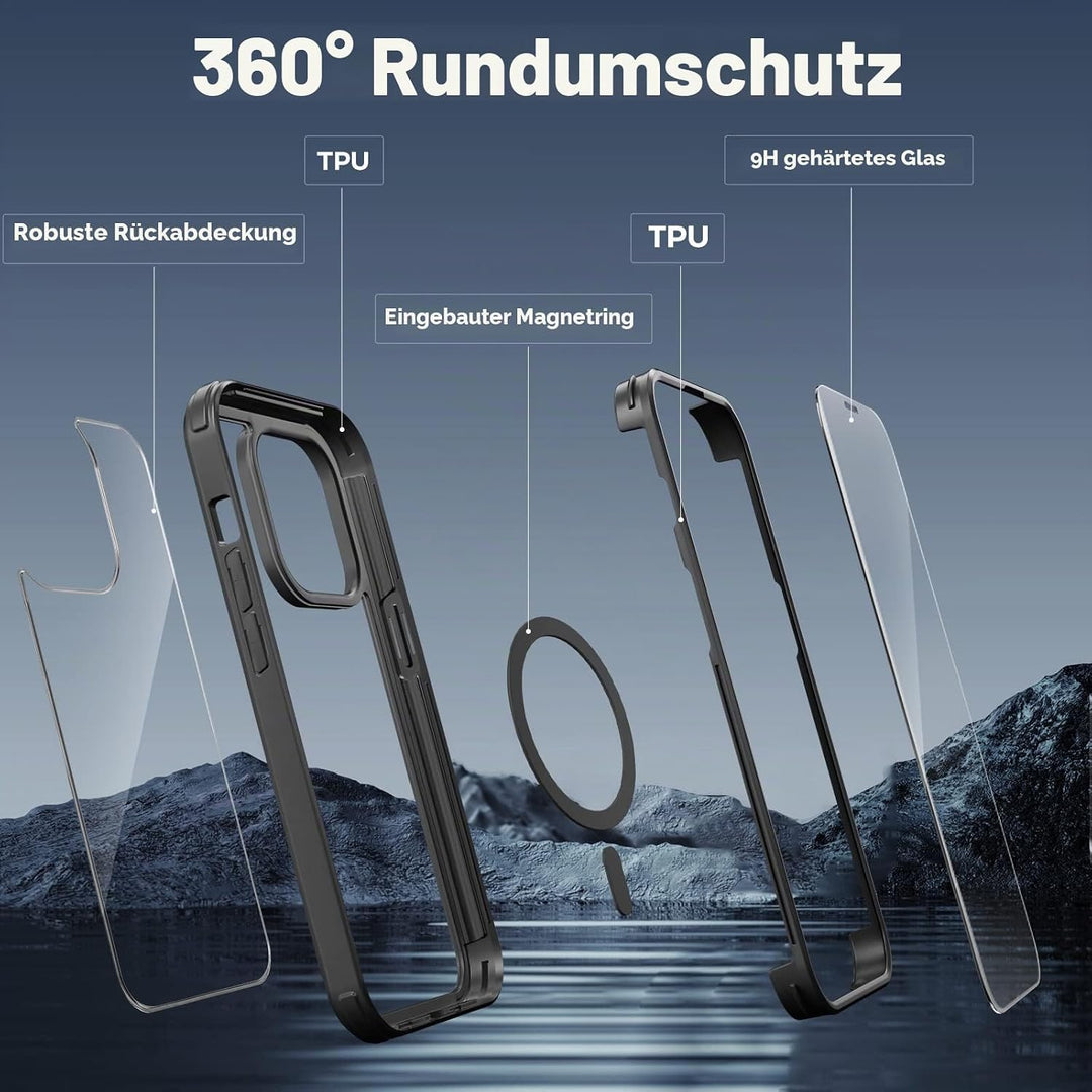 Holidi iPhone 14 Pro Max Hülle für Magsafe, 360 Grad Hülle, Handyhülle Schutzhülle mit Eingebautem 9