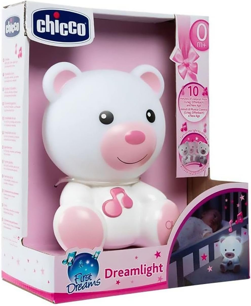 Chicco Bär-Nachtlicht, Traumlicht, tragbare Bär-Lampe mit klassischer Musik und beruhigenden Klängen