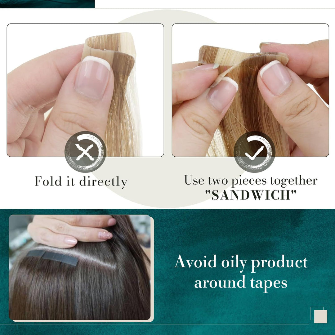 RUNATURE Lila Tape in Extensions Echthaar Bunt 30cm Remy Tape Extensions Echthaar Purple Invisible T