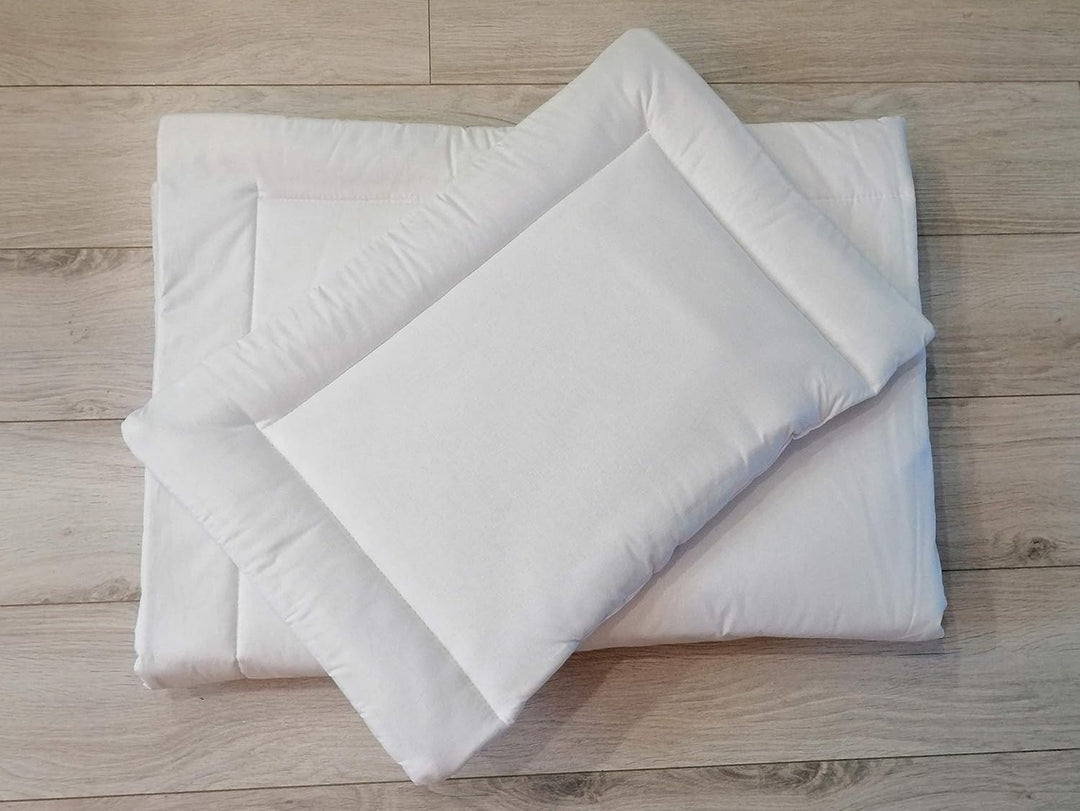 LOOLAY® 2 TLG BETTSET Füllung: Bettdecke 100x135 cm + Kissen 40x60 cm für Kinderbett. Farbe: WEIss