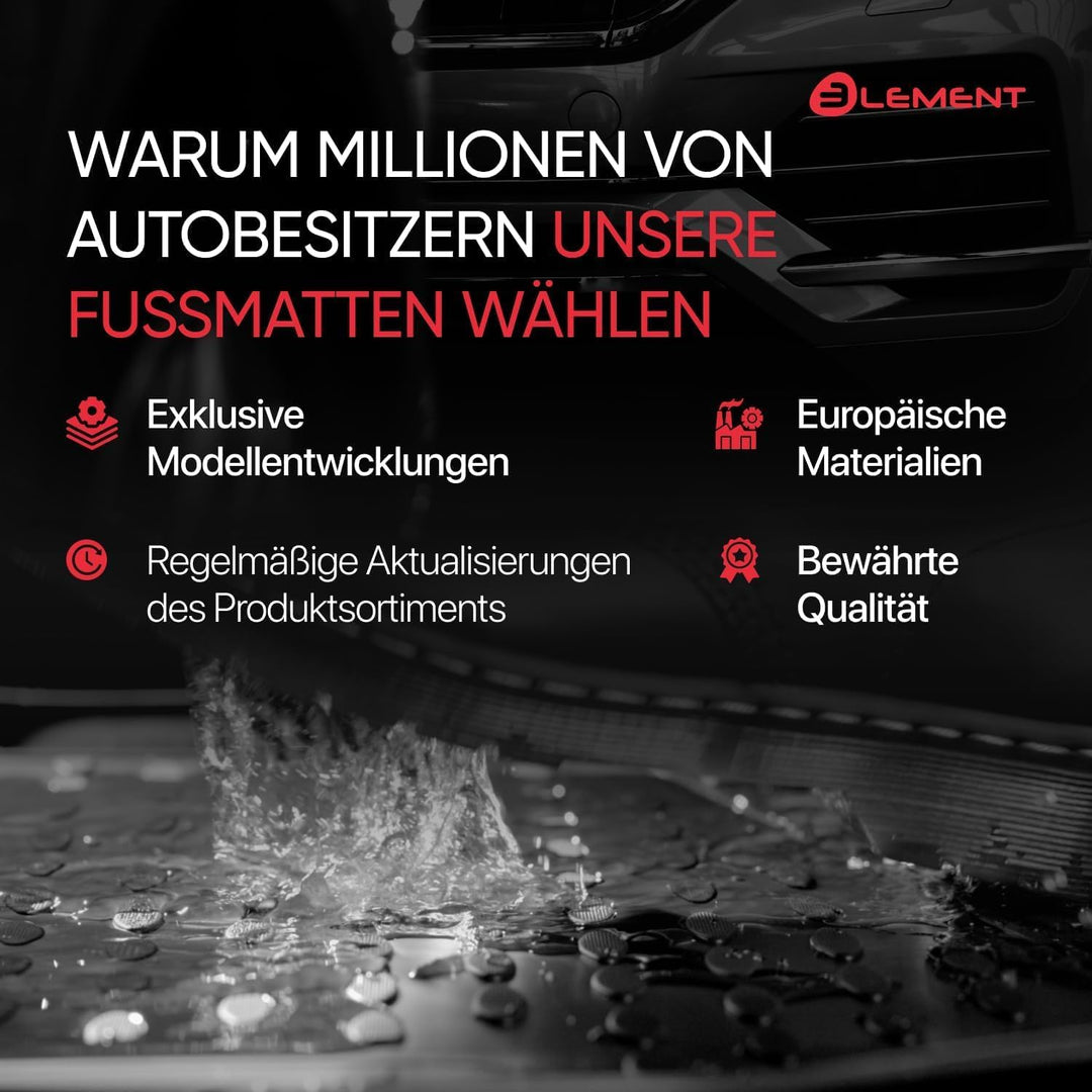 Element 3D Gummimatten Set passend für Toyota Auris | Mk1 I | 2006-2012 | 100% passgenaue Auto Fussm