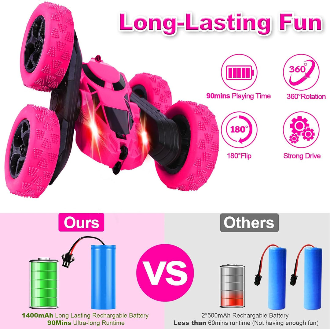 Ferngesteuertes Auto, 90 Min Spielzeit, 2.4Ghz Doppelseitig 360° drehbare RC Stunt Crawler mit Schei