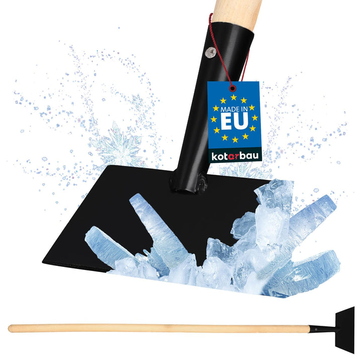 KOTARBAU® Eisschaber 7x17 cm pulverbeschichteter Stahl Eisstösser Holzstiel 110 cm Eeisscharre Grau