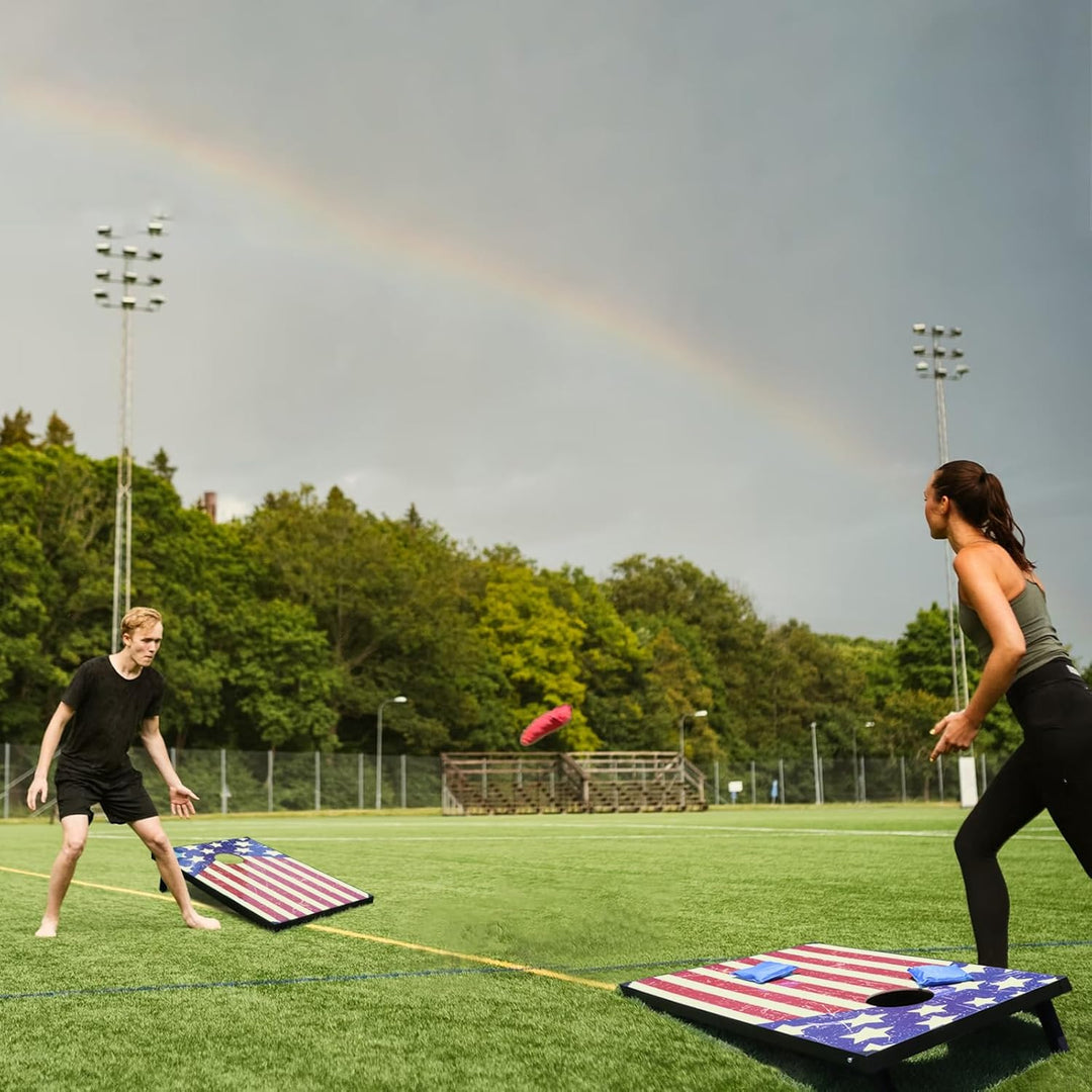 Cornhole Spiel Verordnung Grösse 91cmx60cm, Sackloch Spiel mit Corn Hole Spiel mit 2 Boards, 8 Wurfb