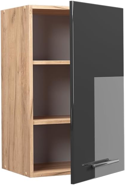 Vicco Hängeschrank Fame-Line, Anthrazit Hochglanz/Goldkraft Eiche, 45 cm Hängeschrank 45 cm Anthrazi