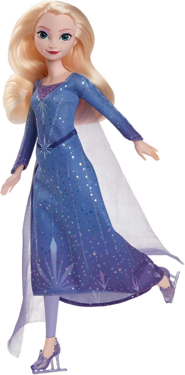 Mattel Disney Die Eiskönigin: Winterfest - Elsa Modepuppe mit Zubehör, Eisläuferin-Look mit abnehmba