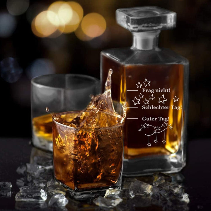 Guter Tag, Schlechter Tag, Frag nicht! Whiskey Karaffe mit Gravur 700ml, Geschenk für Papa (Bourbon)