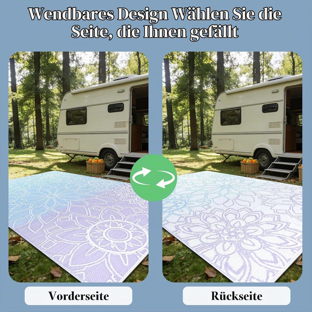 Wetterfest Wendbarer Outdoor Teppich (Bläulich-Violett, 180 x 270 cm) Bläulich-violett 180 x 270 cm,