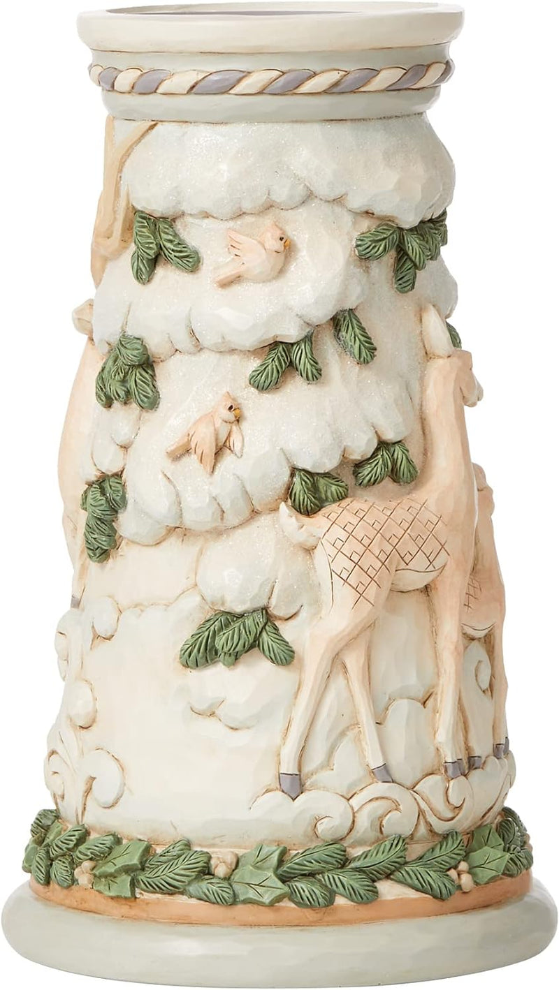 Enesco Jim Shore Heartwood Creek White Woodland Hirschsäule Stumpenkerzenhalter, 24,1 cm, mehrfarbig