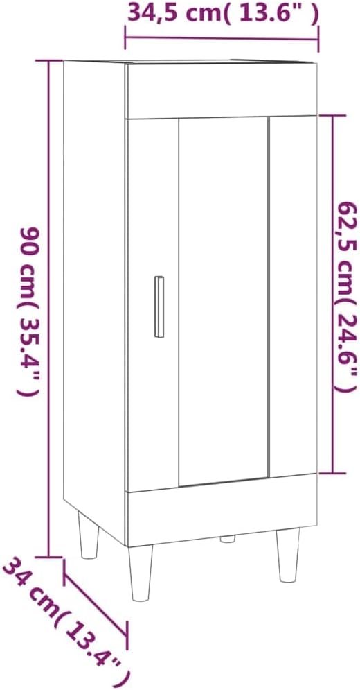 WIFESE Sideboard Schwarz 34,5x34x90 cm Highboard Schrank Klein Kommode Kommoden & Sideboards Flur Ko