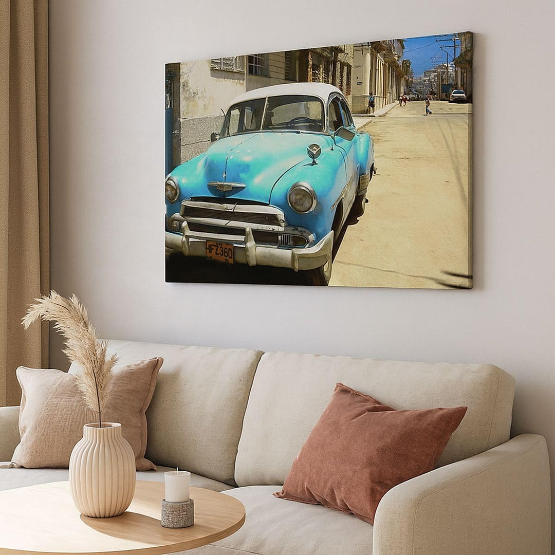 Bilder auf Leinwand 100x70cm Leinwandbild Auto Klassiker Kuba Havanna Gross Wanddeko Bild Schlafzimm