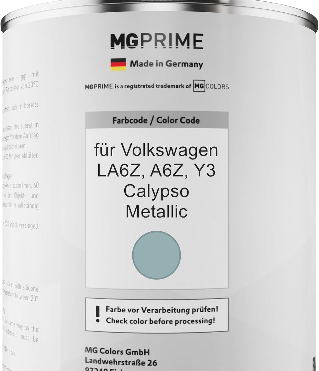 MG PRIME Autolack Dose Set für Volkswagen VW LA6Z / A6Z / Y3 Calypso Metallic Basislack 2K Klarlack