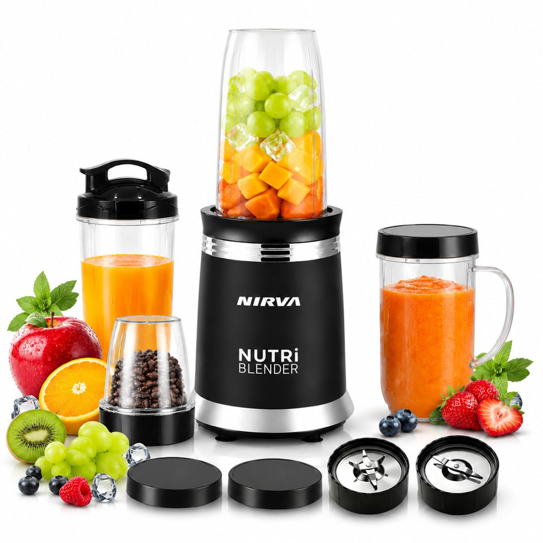 Nirva Smoothie Maker, Standmixer 2 in 1 mit Kaffeemühle, 25000 U/min Elektrischer Mixer für Shakes u