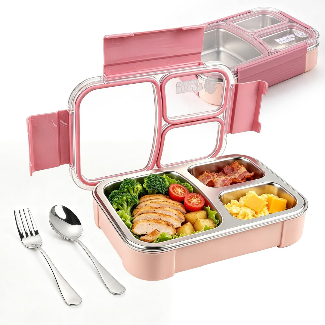 Kinder Brotdose Edelstahl Lunchbox,800ml Brotdose Kinder,Erwachsene Rosa, Rosa