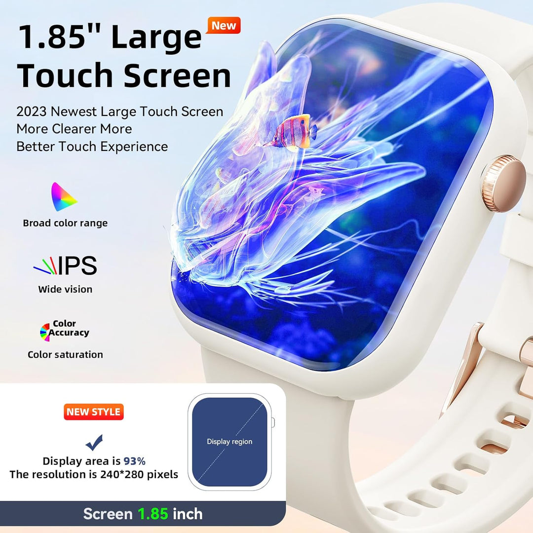 Hwagol Smartwatch Damen Herren, 1.85" Zoll Touchscreen Smart Watch mit Bluetooth Anrufe, Uhr Damen H