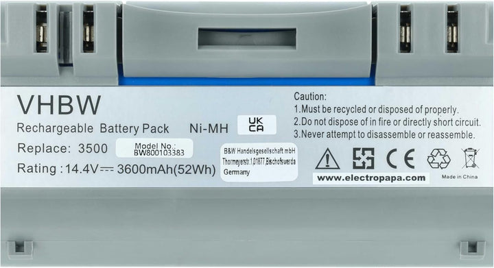 vhbw NiMH Akku 3600mAh (14.4V) kompatibel mit iRobot Scooba 330, 340, 34001, 350, 380, 385, 390, 580