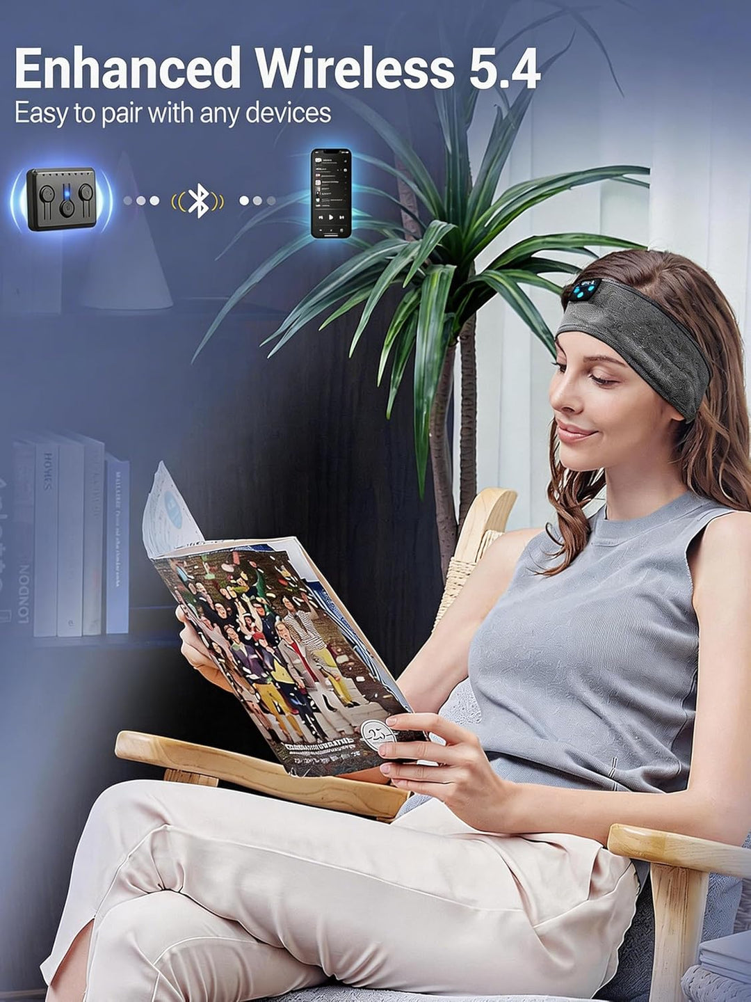 Navly Schlafkopfhörer Bluetooth Stirnband Kopfhörer Schlafkopfhörer für Seitenschläfer, gemütliche B