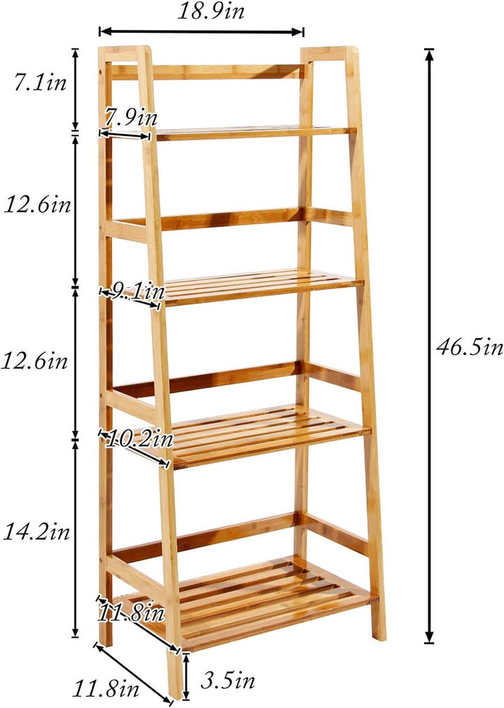 sogesfurniture Bücherregal Bambus Leiterregal Pflanzenregal Badregal Lagerregal mit 4 Böden, perfekt