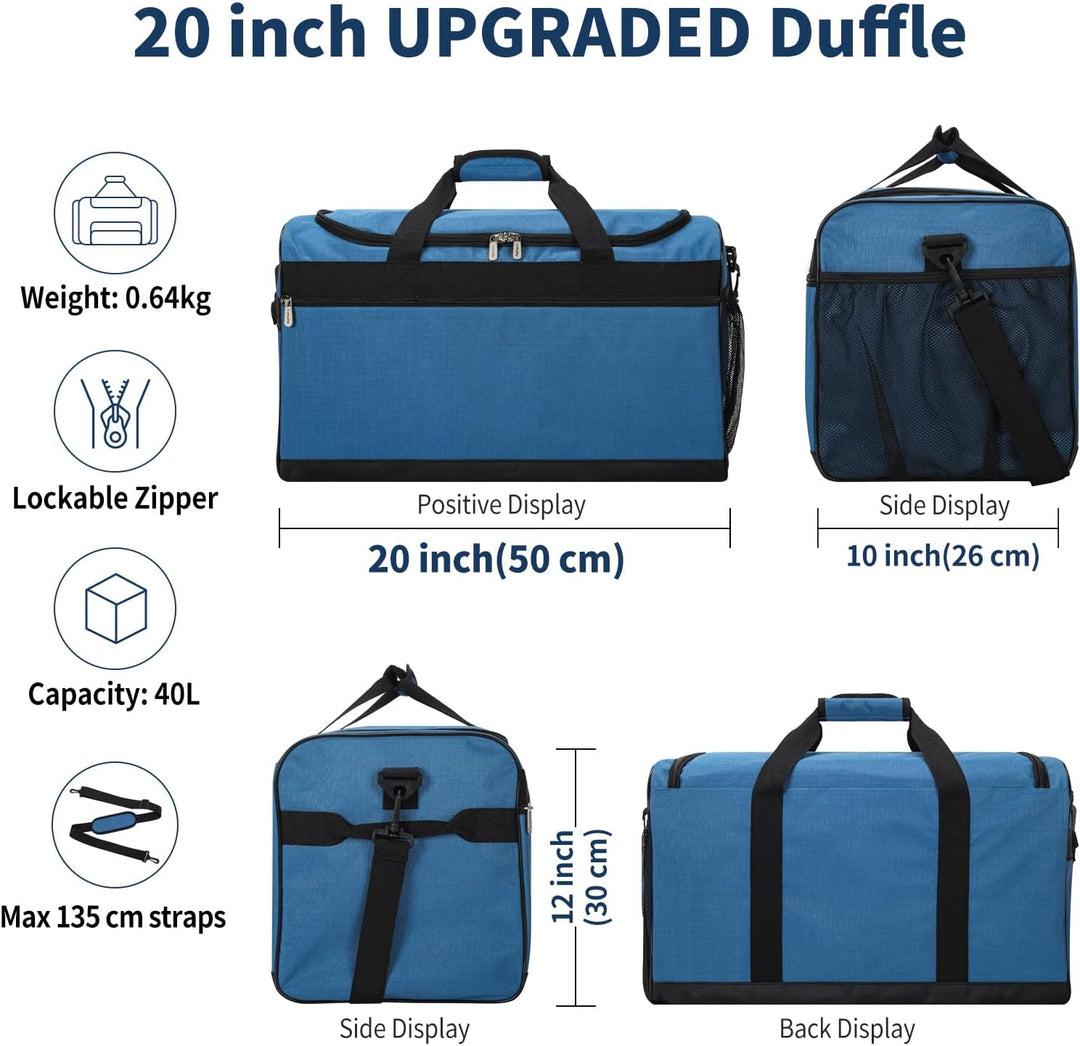 Sporttasche Reisetasche Fitness Tasche mit Schultergurt Wochenendtasche für Damen und Herren (Blau,
