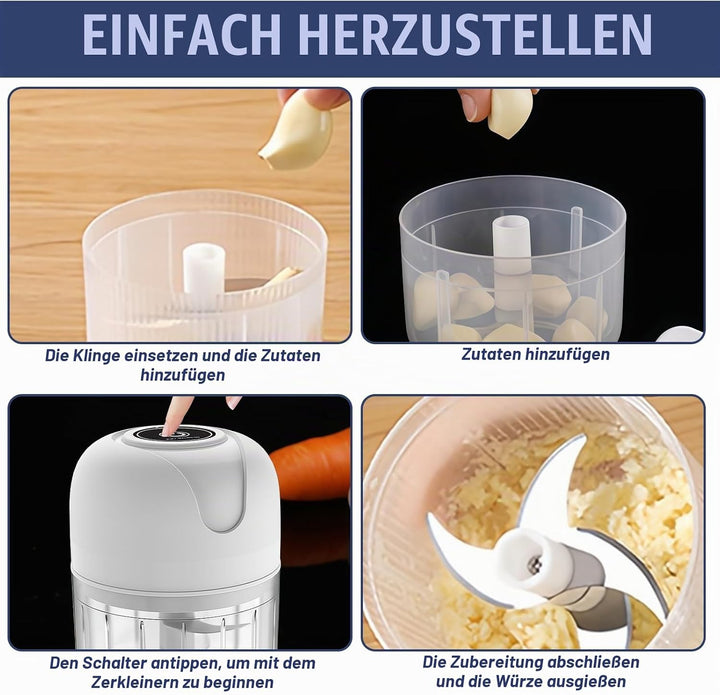 BAIFULAI Zerkleinerer Elektrisch Mini, Zwiebelschneider, 100ml&amp; 250ml Becherkörper, Multizerkleinere