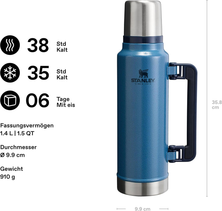 Stanley Classic Legendary Thermosflasche 1.4L - Thermos Hält 40 Stunden Heiss Oder Kalt - Edelstahl