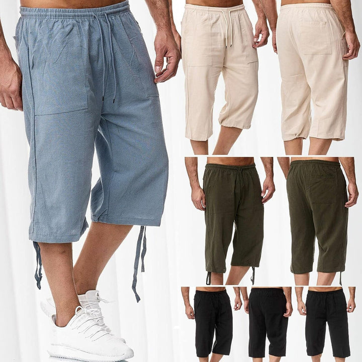 Remxi Herren-Shorts, 3/4-Leinen-Shorts, lockere Passform, Sommer, lässige Cargohose 3XL Khaki, 3XL K