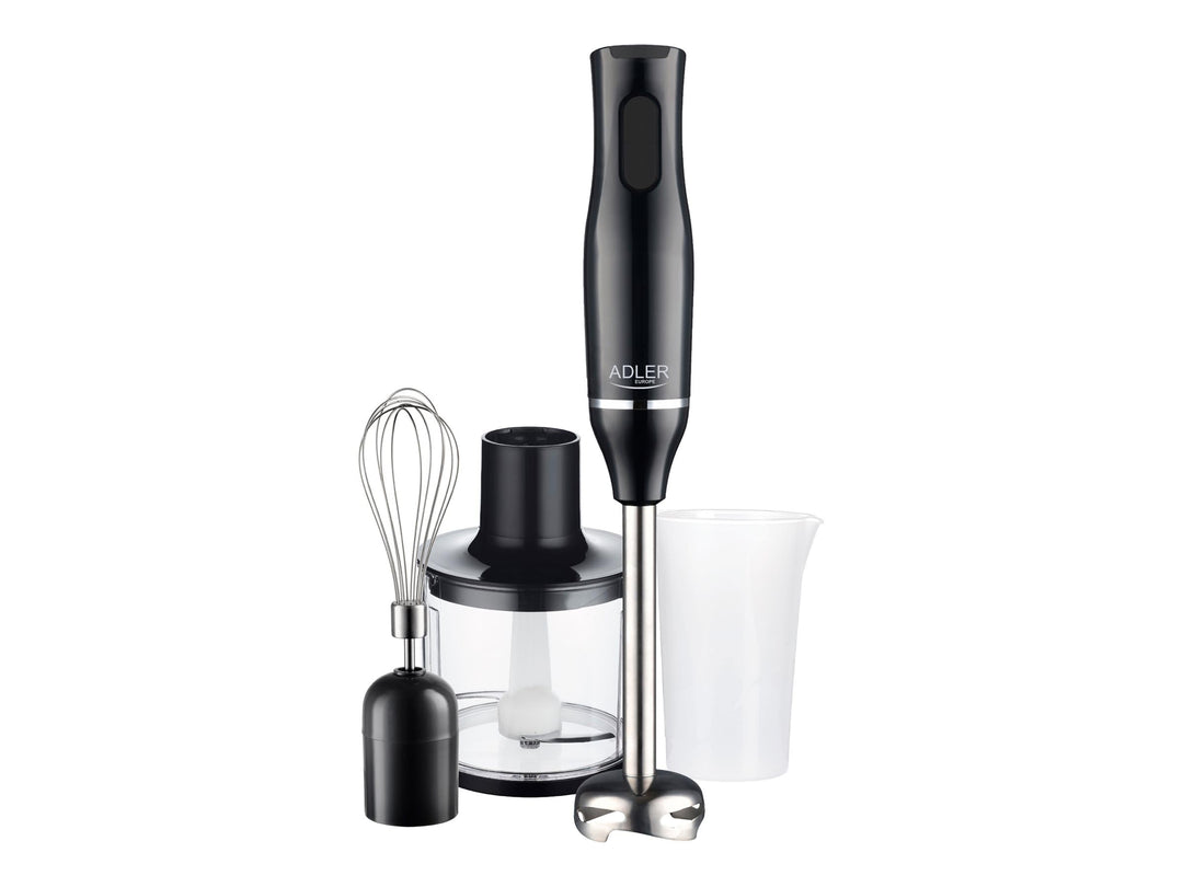 ADLER AD 4620 Stabmixer Set, 800W, 2 Geschwindigkeitsstufen, mit Schneebesen und Messbecher, Schwarz