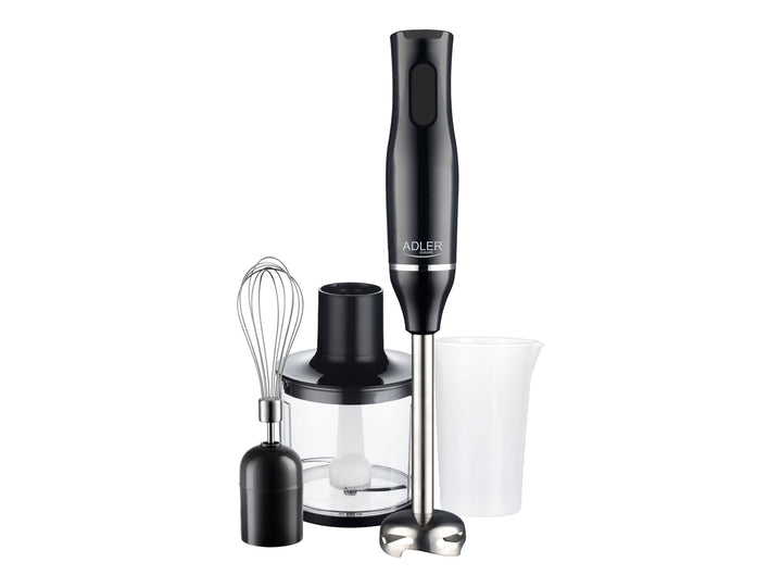 ADLER AD 4620 Stabmixer Set, 800W, 2 Geschwindigkeitsstufen, mit Schneebesen und Messbecher, Schwarz