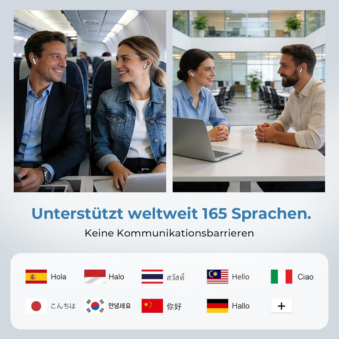 Neu 2026 Ki Übersetzungskopfhörer, 3-in-1 Echtzeit Sprachübersetzer Ohrhörer mit 164 Sprachen & 11 M