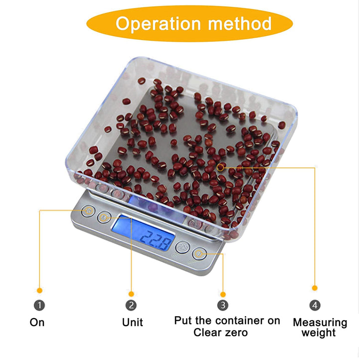 Balance de Cuisine Numériquen Acier Inoxydable de Haute Précision 500 g/0,01 g mit LCD-Bildschirm fü