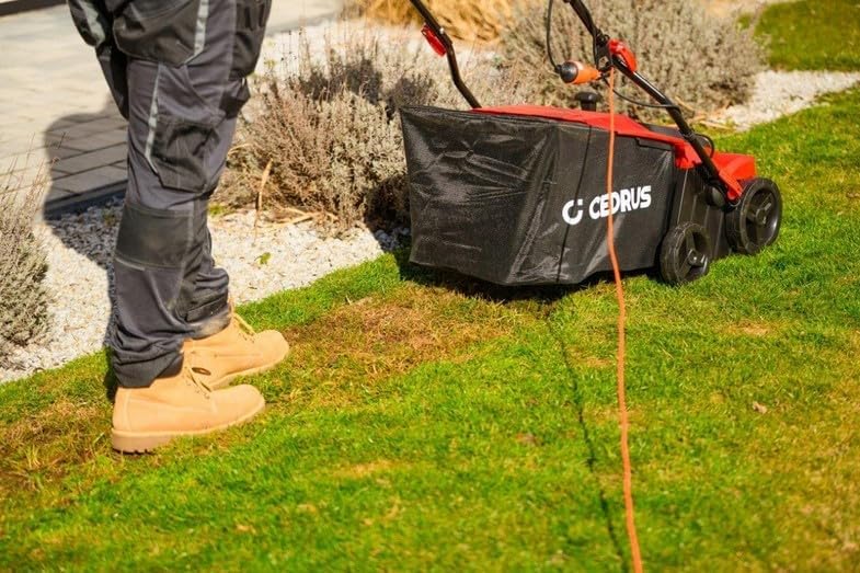 CEDRUS WE40 Elektrischer Vertikutierer & Rasenlüfter 2in1 2000W, 40 cm Arbeitsbreite, 55L Fangkorb,
