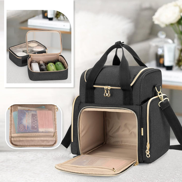 Luxja Kulturtasche Damen, Make Up Organizer Tasche, Kosmetikkofffer für Make up, Kosmetiktasche zum