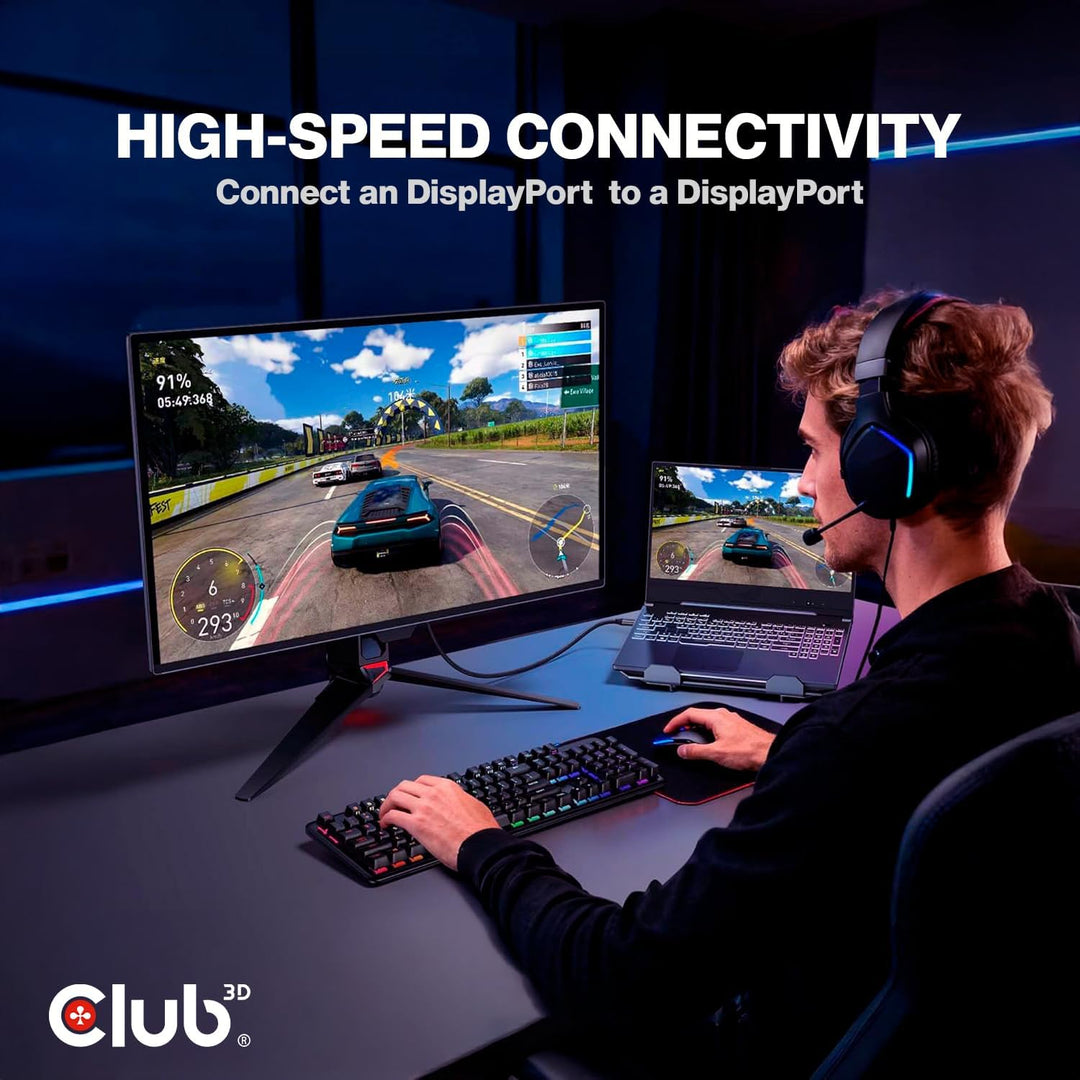 Club3D CAC-1094 DisplayPort™ 2.1 VESA DP80 zertifiziertes Kabel 8K240Hz 2m, CAC-1094