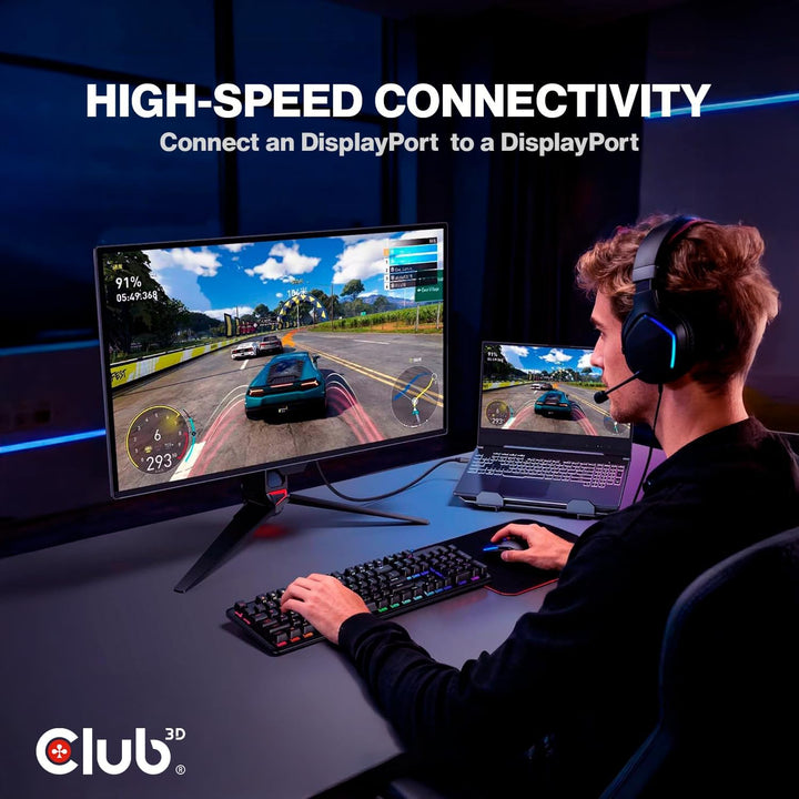 Club3D CAC-1094 DisplayPort™ 2.1 VESA DP80 zertifiziertes Kabel 8K240Hz 2m, CAC-1094