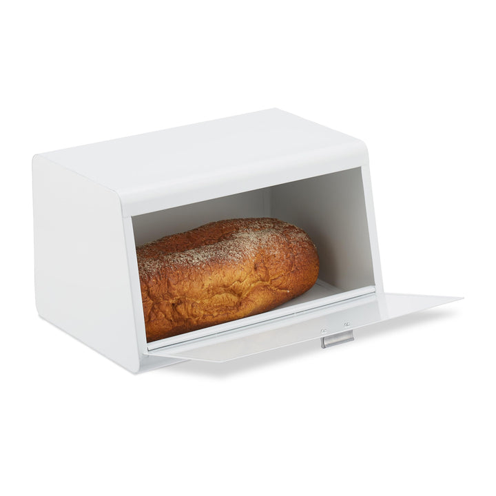 Relaxdays Brotkasten aus Edelstahl, Brot Aufbewahrungsbox, HBT: 20,5 x 34,5 x 23,5 cm, Brotaufbewahr
