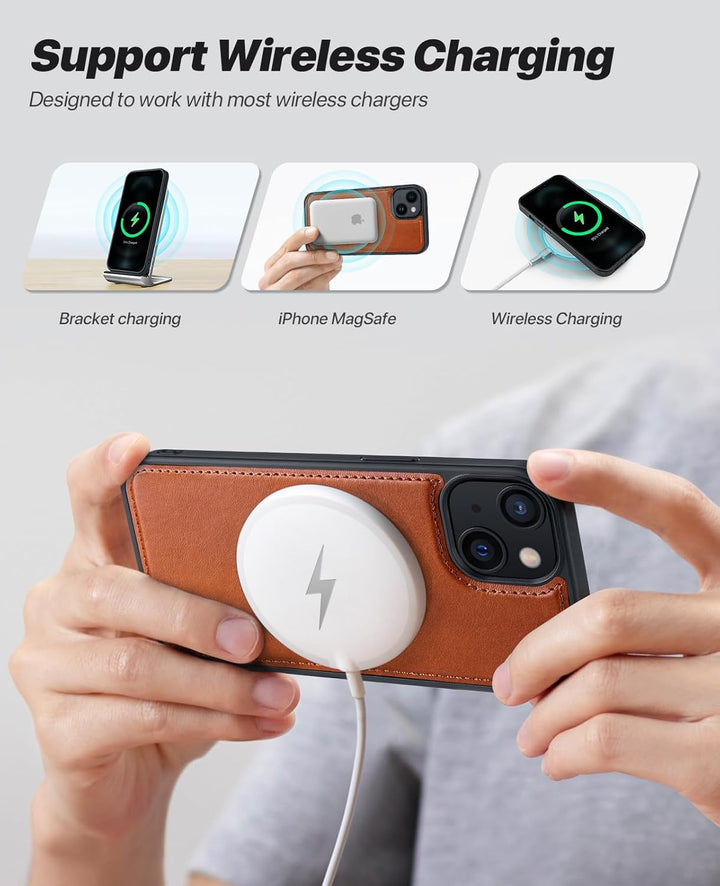 OCASE iPhone 15 Plus Hülle(2in1) Leder Stossfestes Case [Abnehmbare magnetische Hülle] [Kabelloses L