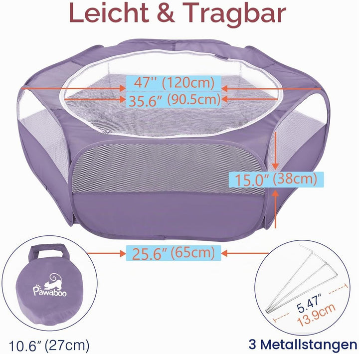 Pawaboo Kleintiere Freigehege, Wasserdicht Faltbar Kaninchen Freilaufgehege für Hasen Hühner Kätzche