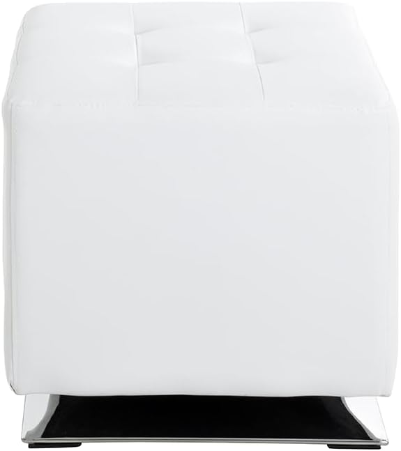 HAKU Möbel Hocker, Kunstleder, chrom-weiss, B 40 x T 40 x H 42 cm Chrom-weiss 40 x 40 x 42, Chrom-we