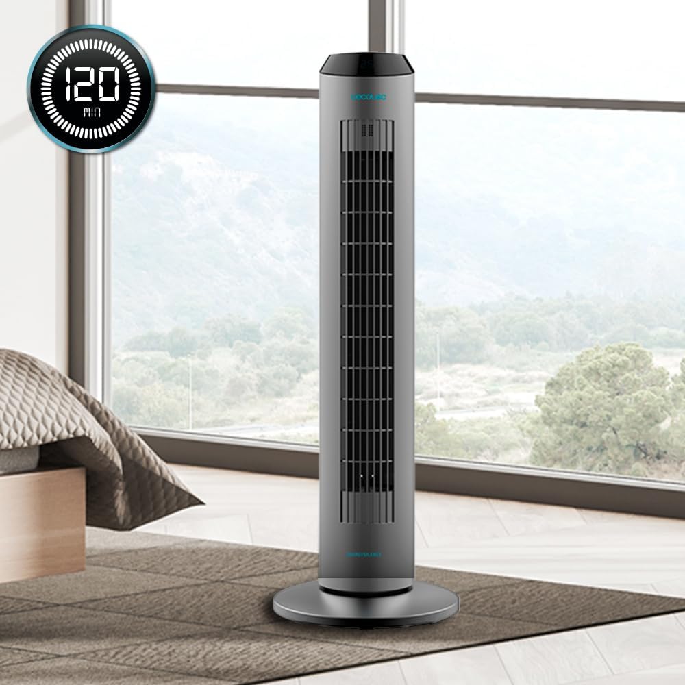 Cecotec Digitale Turmventilator mit Fernbedienung und Timer EnergySilence 8190 Skyline Ionic, 60 W,