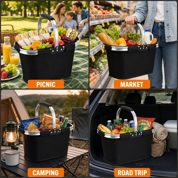 21L Faltbar Einkaufskorb,Picknickkorb,Tragekorb mit gepolstertem Griff,ideal für Einkaufen,Picknick