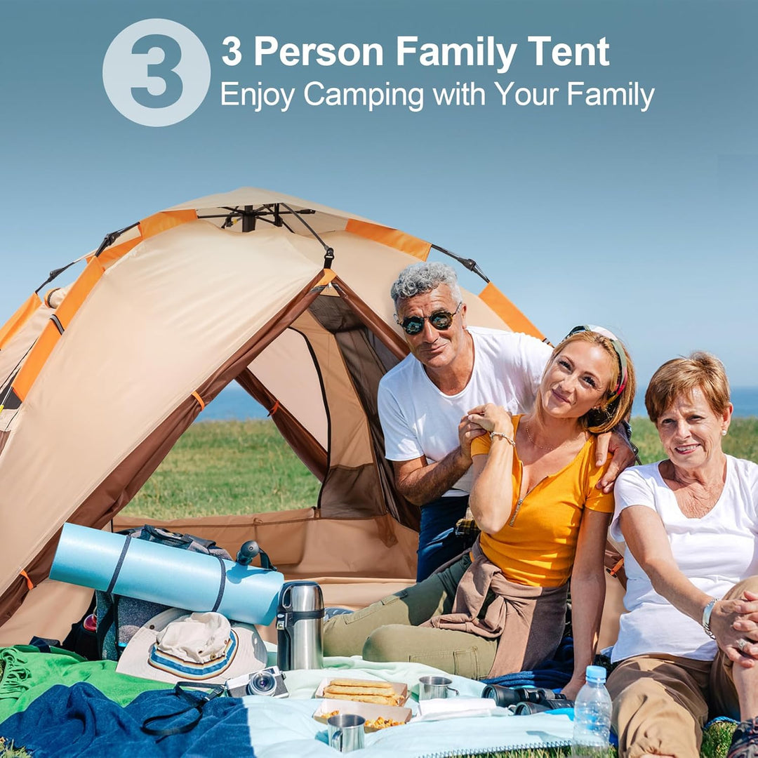 BETENST Camping Zelt, Pop up Zelt 4 Personen Familie Kuppelzelt Wasserdicht Winddicht mit 2 Mesh-Tür