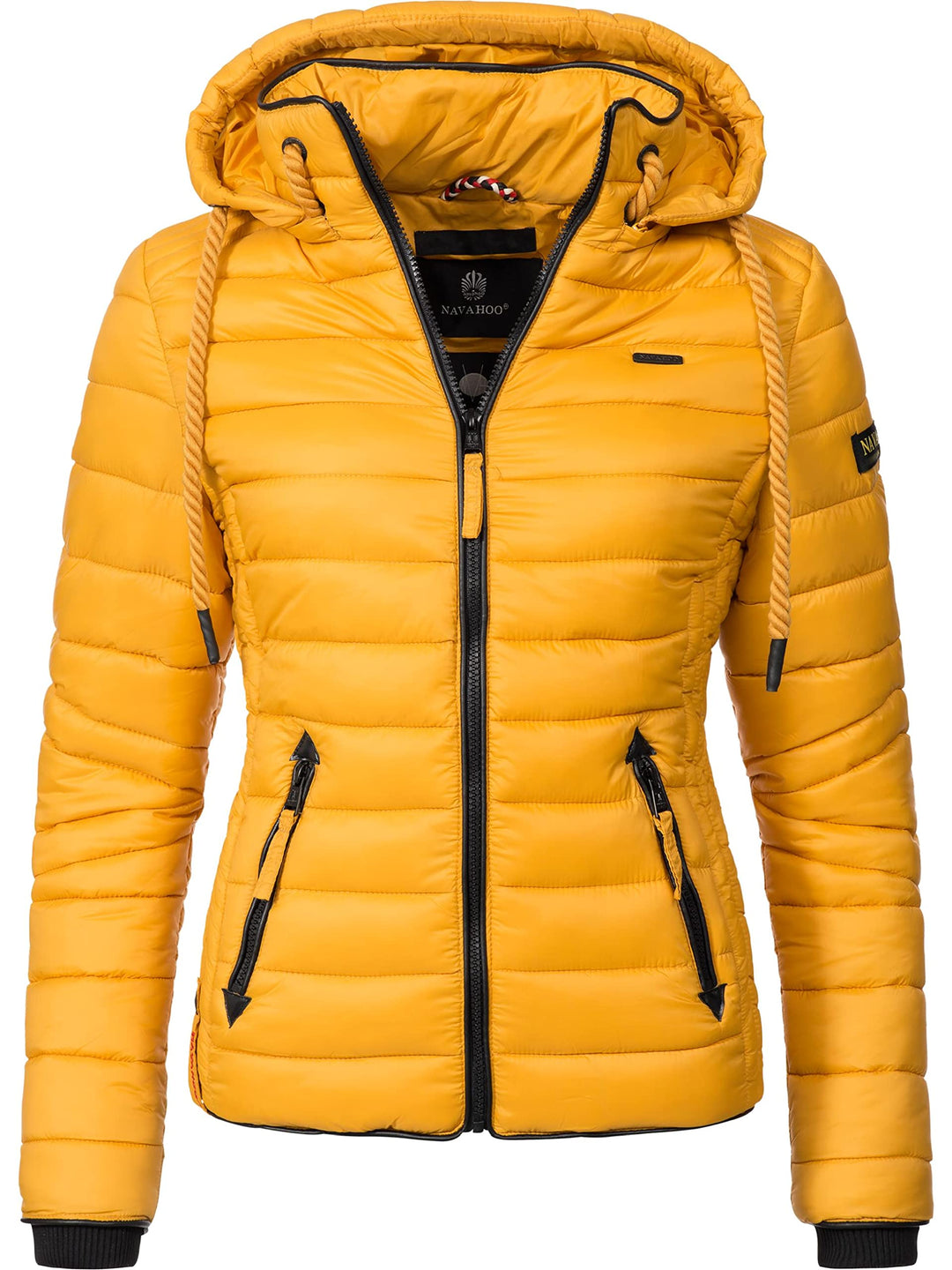 Navahoo Damen leichte Übergangsjacke Steppjacke mit Kapuze Lulana XS-XXL XS Gelb, XS Gelb
