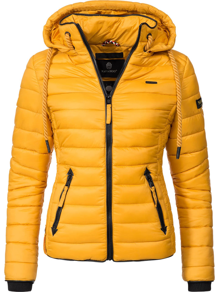 Navahoo Damen leichte Übergangsjacke Steppjacke mit Kapuze Lulana XS-XXL XS Gelb, XS Gelb