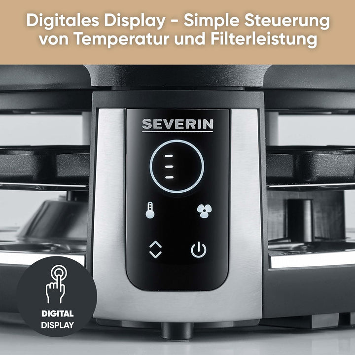 SEVERIN SEVENTO Raclette-Grill mit integriertem Umluft-Filter: weniger Rauch & Gerüche, Digital-Disp