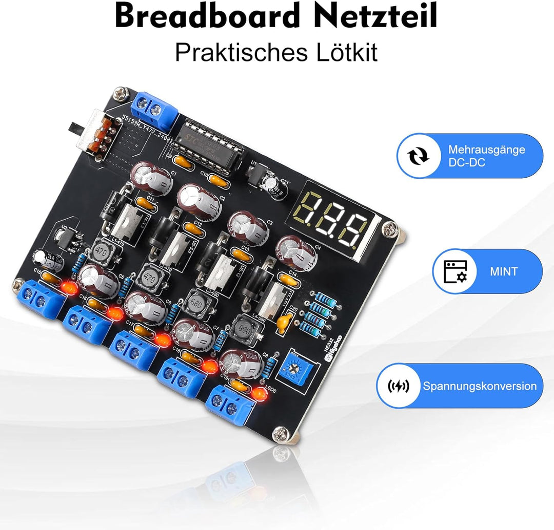 PEMENOL DIY Löt Bausatz Steckbrett Netzteil Elektronik Bausatz Power Supply Modul Elektronische Proj